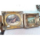 Two small reproduction prints in ornate frames