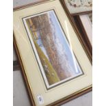 A signed print depicting Langdale Pikes from Elterwater - K Melling