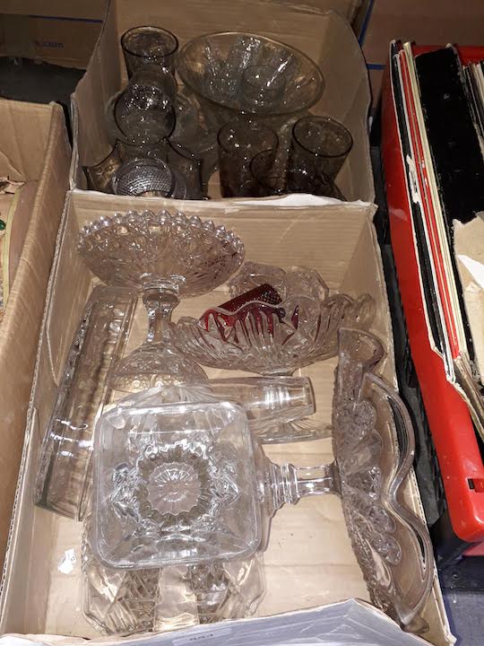 Two boxes of glassware.