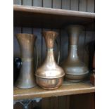 3 copper and brass jugs