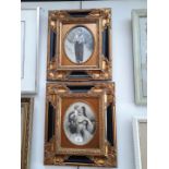 Two reproduction engravings in ornate frames, frames measuring 42 x 37cm each.