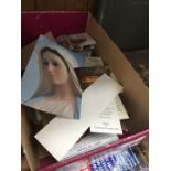 A box of religious ephemera