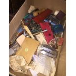 A box of watchmakers tools, etc.