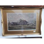 After E.L. Henry, American country cottage scene, gilt framed print, 58 x 36cm. framed and glazed.