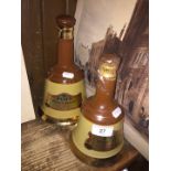 Two Bells whisky decanters (one with contents)