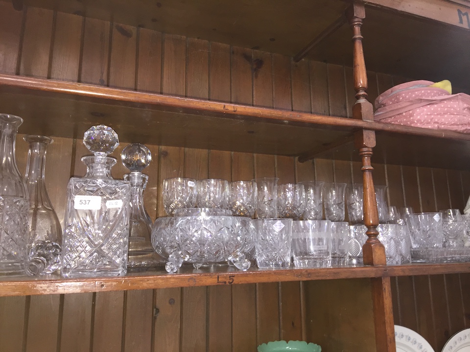 Glassware selection inc four decanters and some Edinburgh crystal