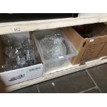 Three boxes of glassware