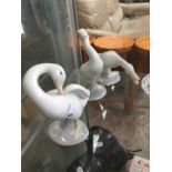 3 Lladro geese figurines