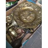 A box of brassware