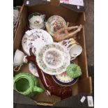 A box of assorted china