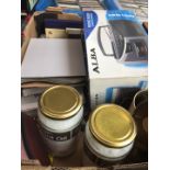 Alba radio, 2 jars of virgin coconut oil, photo frames, tobacco items, etc.