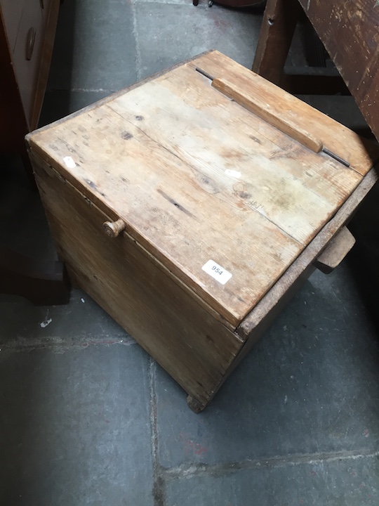 A rustic wooden box.
