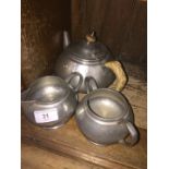 Tudric pewterware tea / coffee 3 piece set.