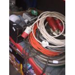 A box of burning gear hoses, switchgear, machine lamp and electric cable