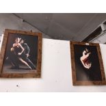 20th century school, pair, dancers, acrylic on board, signed 'M Sutcliffe', framed.