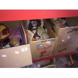 Three boxes of soft toys, dolls and other toys