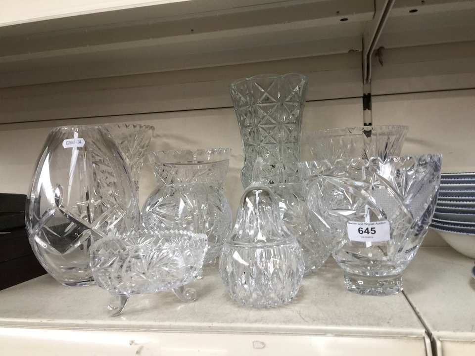A quantity of crystal cut glass ware