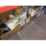 Six boxes of assorted pottery, bowls, ornaments etc