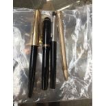 Osmia 14k gold nib pen, 14k rolled gold pencil and 2 others