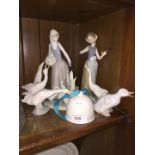 Lladro and Nao figures and Christmas bell - 7 pieces