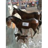 Three Beswick horses - two with repaired legs