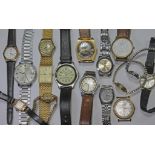 A collection of mainly mechanical vintage wristwatches including a Technos 25 jewel automatic
