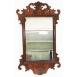 A Georgian style mahogany mirror 40cm x 67cm.