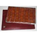 A croc effect leather wallet with hallmarked silver mounts circa 1920s and another leather wallet by