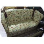 A Knole style drop end settee upholstered in William Morris style design, min. width 185cm, depth
