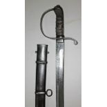 An Austrain 1877 pattern cavalry sword and scabbard, length 94cm.