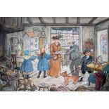 Patience Arnold (1901-1992), antique shop interior, watercolour, 38cm x 28cm, signed lower left