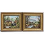John Corcoran, pair, landscapes, oil on board, 29cm x 24cm, signed, framed 42cm x 37cm.