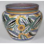 A large Poole pottery jardiniere, height 26cm. Condiiton - losses and chips to glaze, crazing