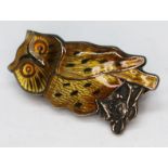 A Norwegian silver and enamel brooch formed as an owl., length 2.5cm.