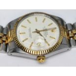 A 1988 Rolex Oyster Perpetual Datejust 16013 bi-metal wristwatch with signed champagne Jubilee dial,