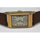 An Art Deco hallmarked 9ct gold Crusader wristwatch with 15 jewel manual wind movement