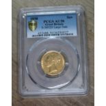 Victoria young head shield back sovereign 1858 large date PCGS slab
