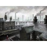 Steven Scholes (b1952), "Irlam O'Heights Salford 1962", oil on board, 30cm x 40cm, signed lower