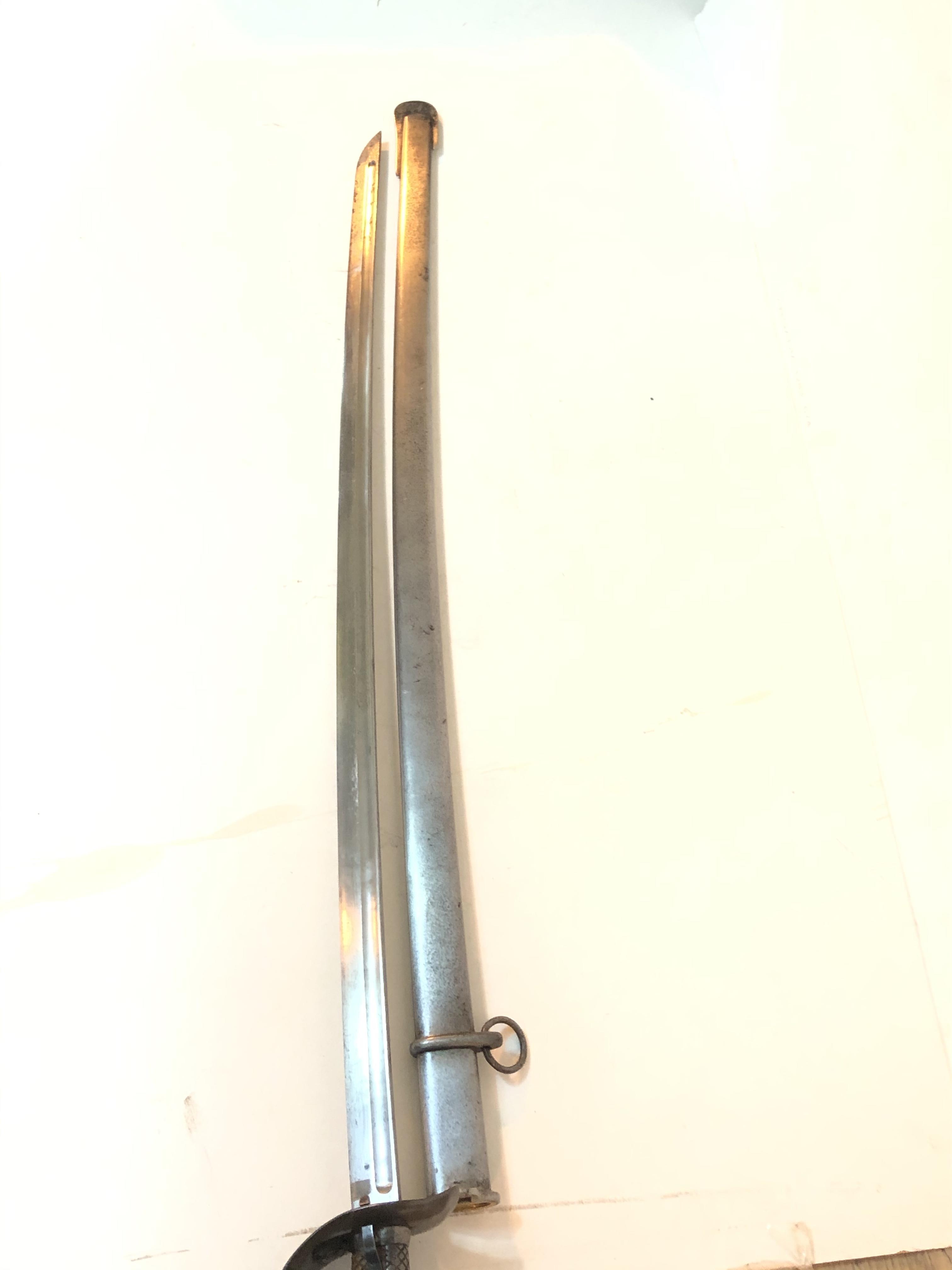 A 20th century eastern cavalry sword and scabbard, length 100cm. - Image 12 of 13