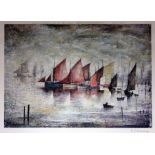 After Laurence Stephen Lowry (1887-1976), "Sailing Boats", colour print, 34cm x 29cm, blindstamp