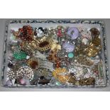 A box of mainly vintage costume jewellery.