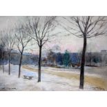 Alberto Micheli Pellegrini (Italian 1870-1943), "Milano Con La Neve", watercolour, 27cm x 20cm,