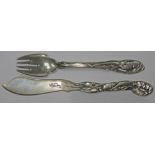 A pair of German 19th century Art Nouveau silver fish eaters by Eichert, length 19.5cm, wt. 4oz.