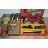 Hornby 0 gauge clockwork railway comprising Tank Goods Set no45, various rolling stock and