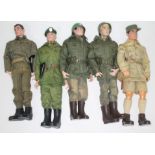 A quantity of Action Man toys comprising five men including one talking commander (four 1960s and