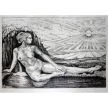 Italian 20th century school, nude study, etching, 34cm x 25cm, limited edition number 6/20, signed