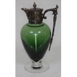 A Victorian EPNS mounted green glass claret jug, marked 'S.P & Co', height 26cm. Condition - good,