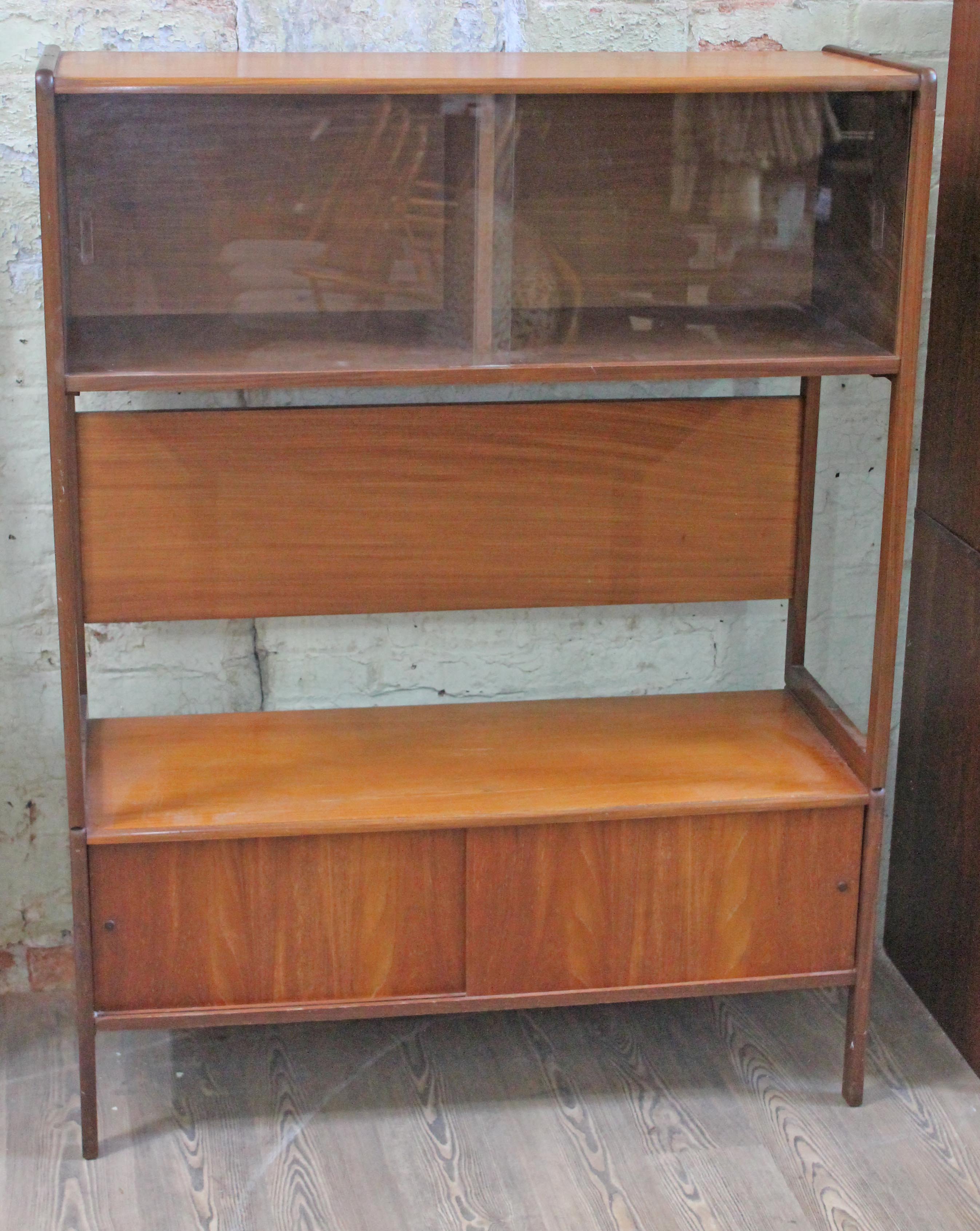 A retro 1960s room divider with glazed top section above open space and lower cabinet, width - Image 2 of 2