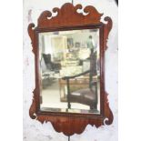 A Georgian style mahogany wall mirror, circa 1900, 42cm x 63cm.