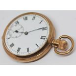 A hallmarked 9ct gold pocket watch, diam. 48mm, gross wt. 87.2g. Condition - over wound, dial OK,